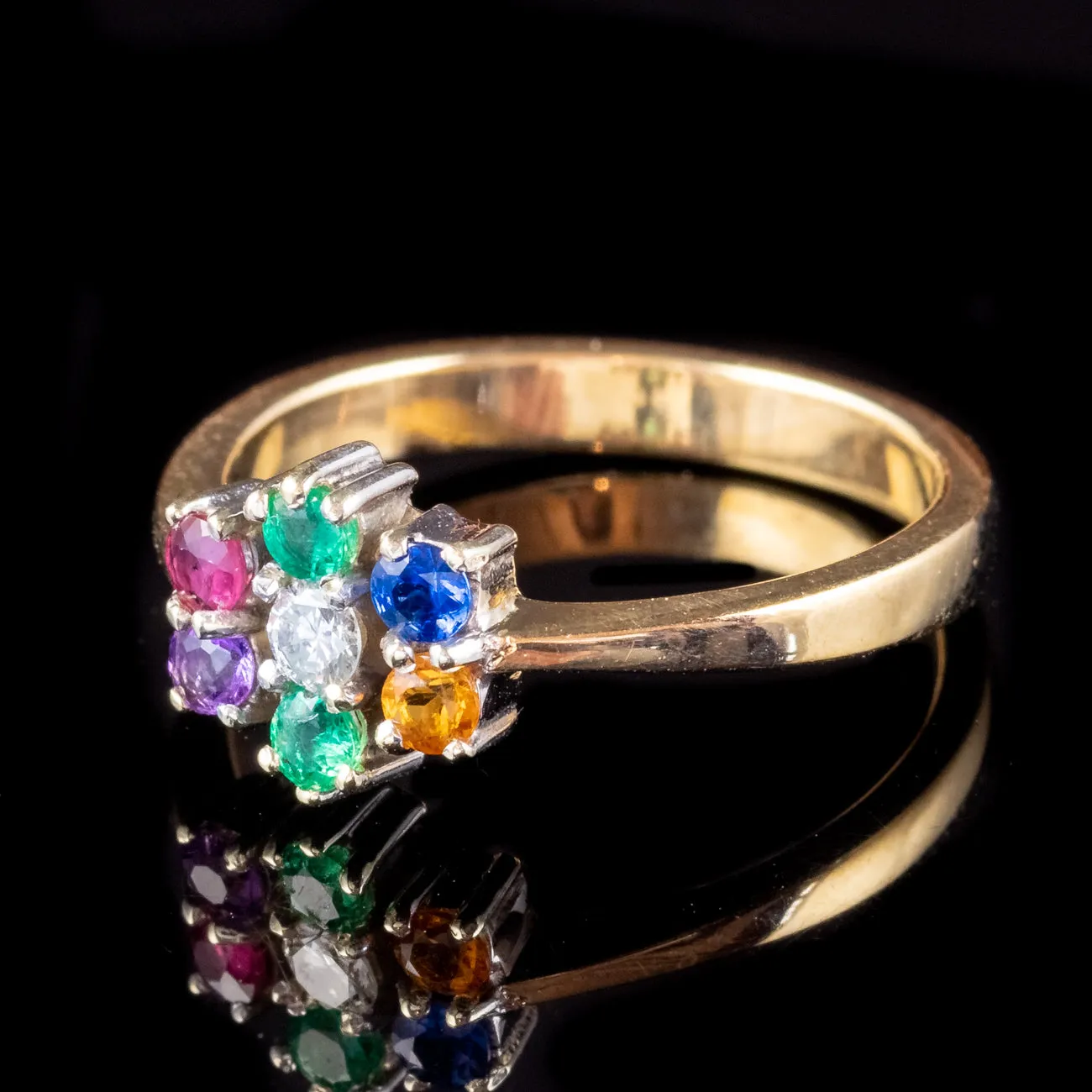 Vintage Gemstone Dearest Cluster Ring 18ct Gold