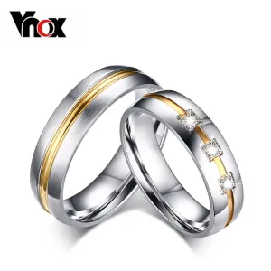 Vnox Vintage Wedding Ring for Women / Men CZ Stone 316l Stainless Steel Metal