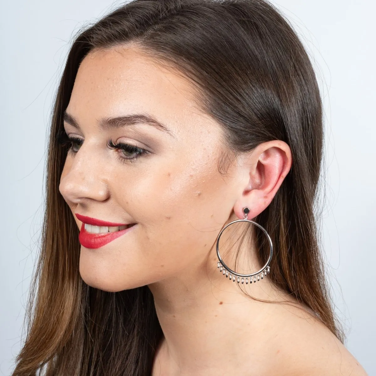 Waterfall Circle Earrings in Sterling Silver