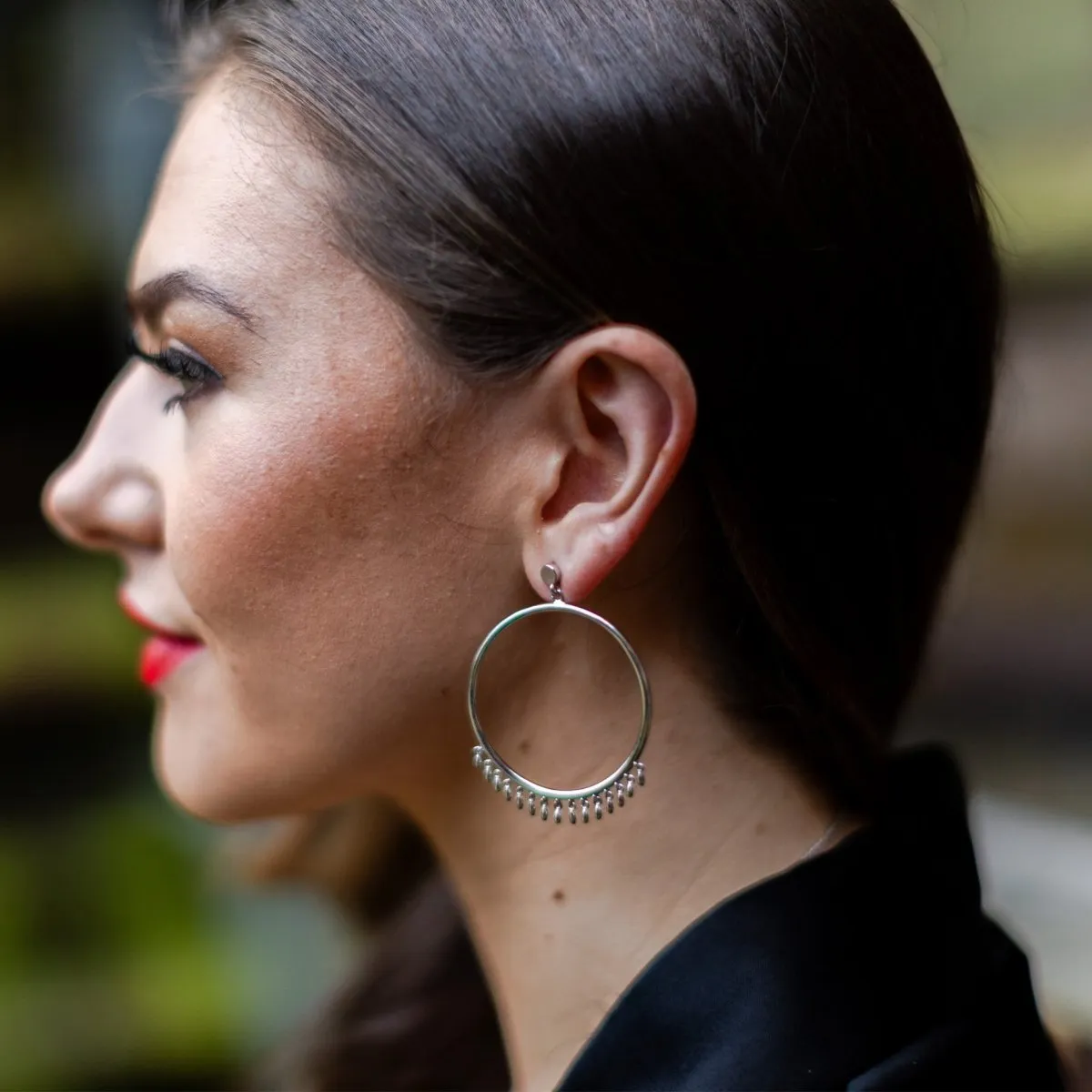 Waterfall Circle Earrings in Sterling Silver