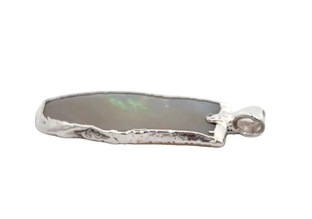 White Opal Sterling Silver Pendant