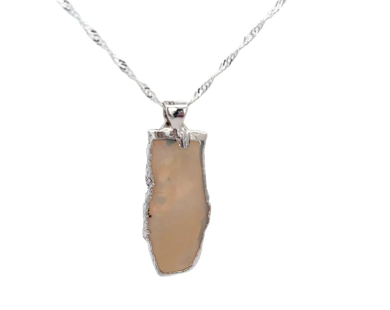White Opal Sterling Silver Pendant