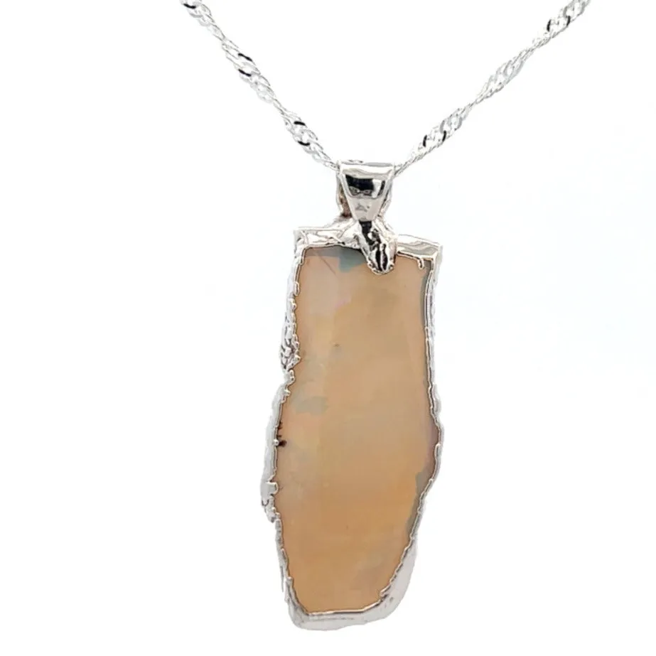 White Opal Sterling Silver Pendant