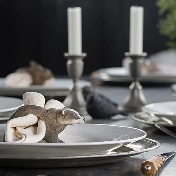 Wildlife Garden Hand Carved Napkin Ring - Badger
