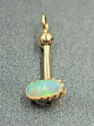 Woman's Handmade Semi Crystal Opal Pendant 18ct Yellow Gold Fine Jewellery