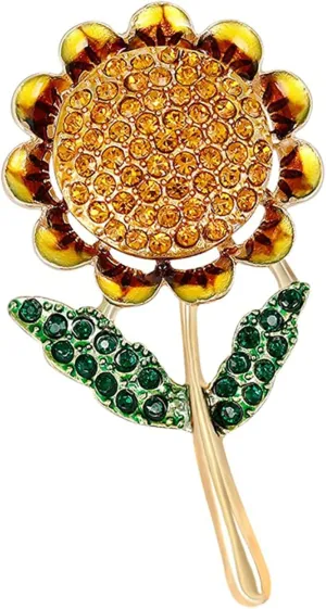 Women'S Sunflower Brooches Shiny Dress Scarf Pins Breastpin Xmas Gift Clever design