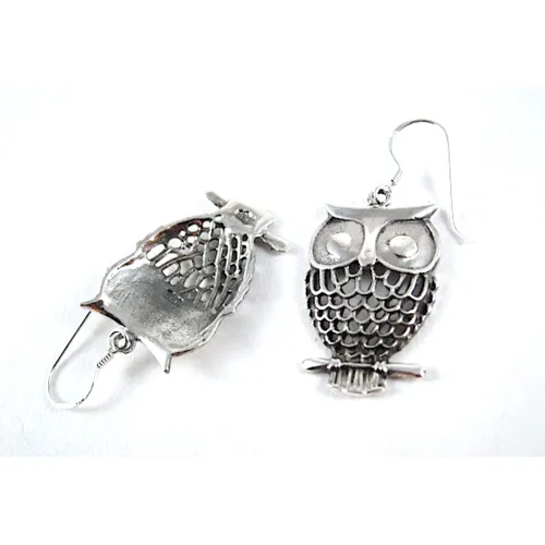 XL Owl Sterling Silver Earrings