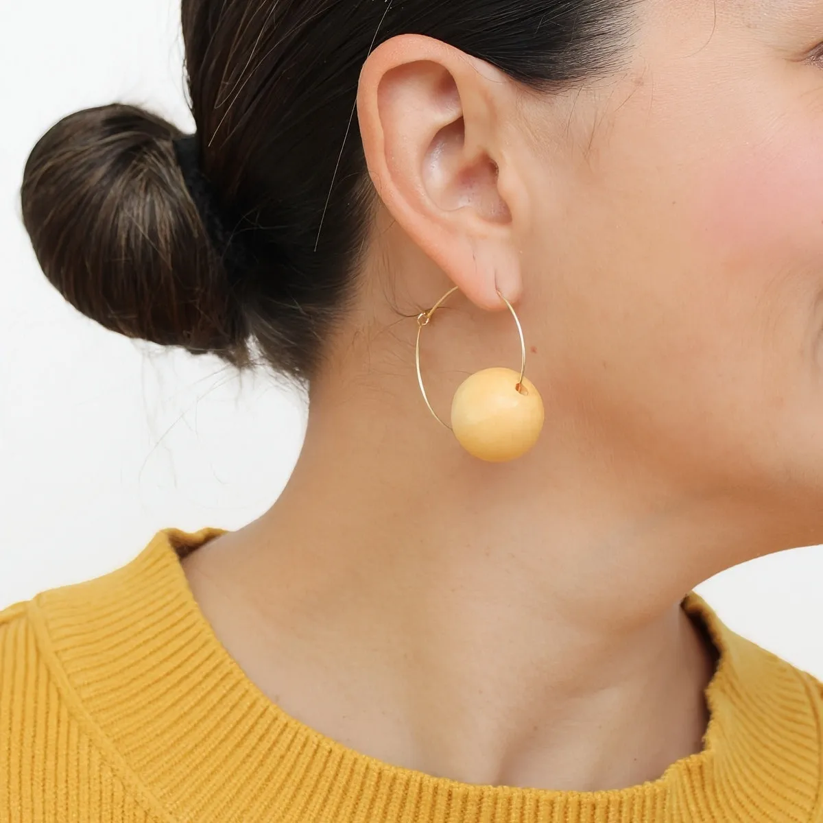 Yellow Ball Hoop Dangle Earring